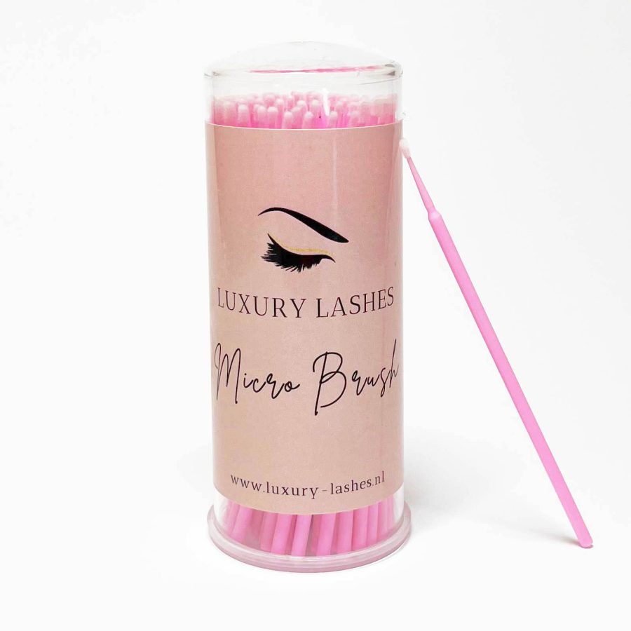 Wimperextensions Microbrushes Refill verpakking vooraanzicht met 1 staande microburst (applicators voor wimperextensions) - Luxury Lashes